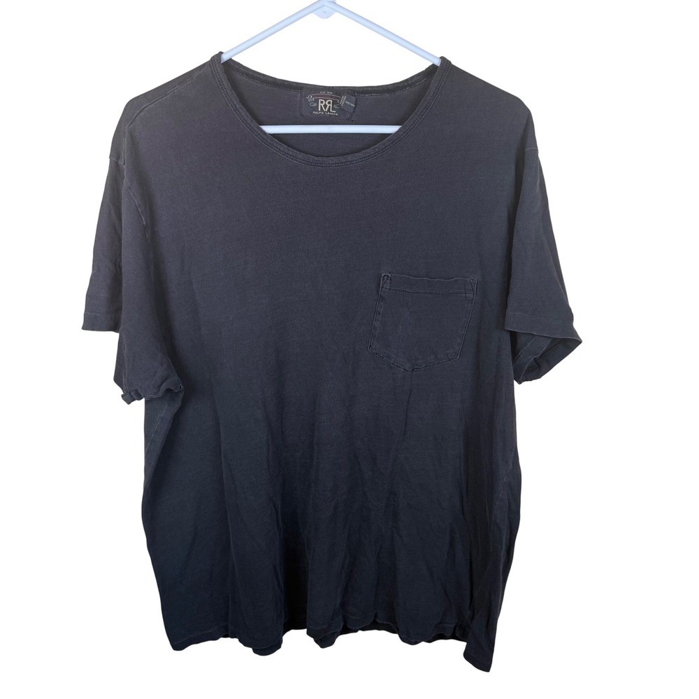 RRL Ralph Lauren Pocket T-Shirt Mens XL Black Garment Dyed Vintage Americana Tee